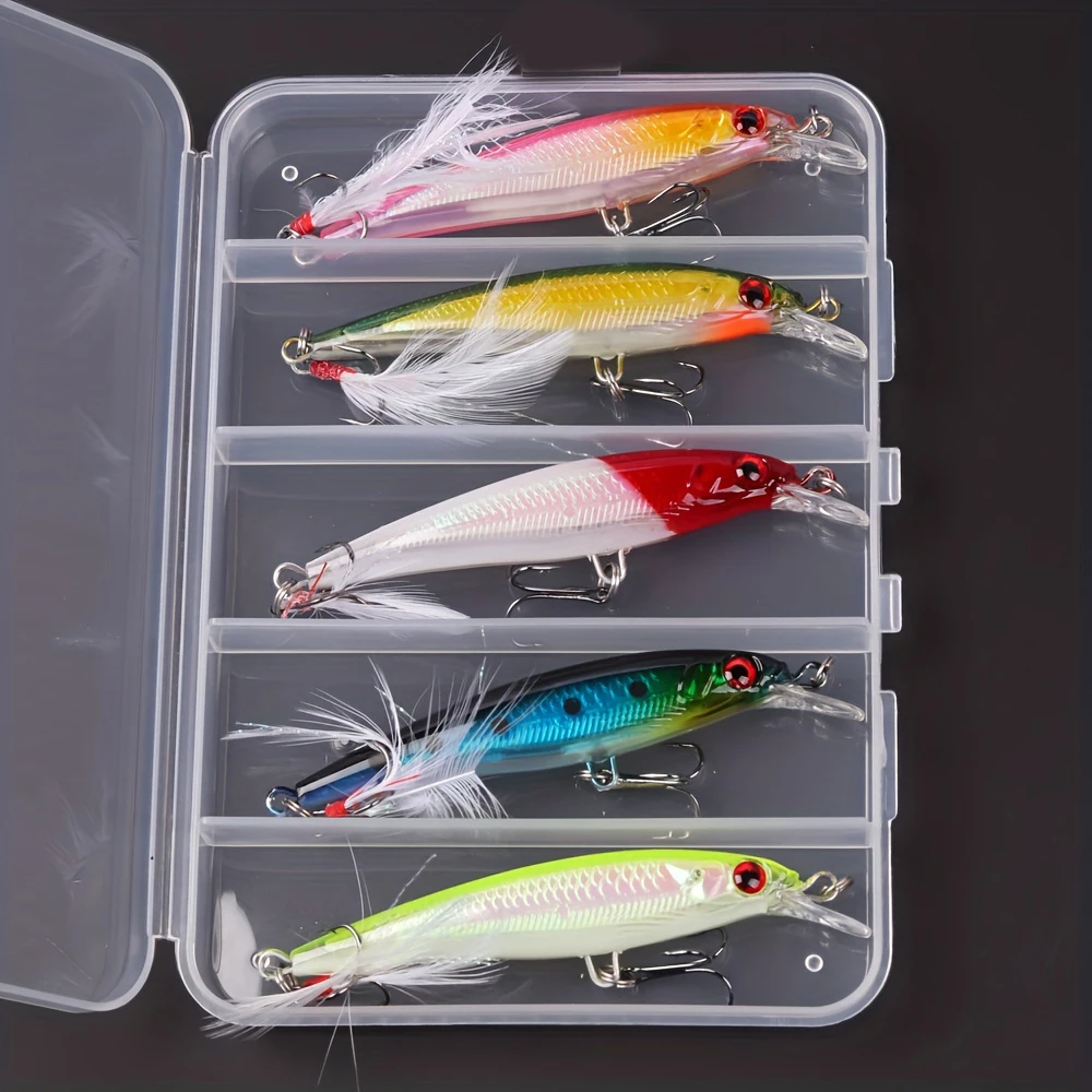 Fishing Lure Box - เหยื่อตกปลาเลเซอร์ 3 มิติ รูปทรงปลาไบโอนิค 5 ชิ้น/กล่อง