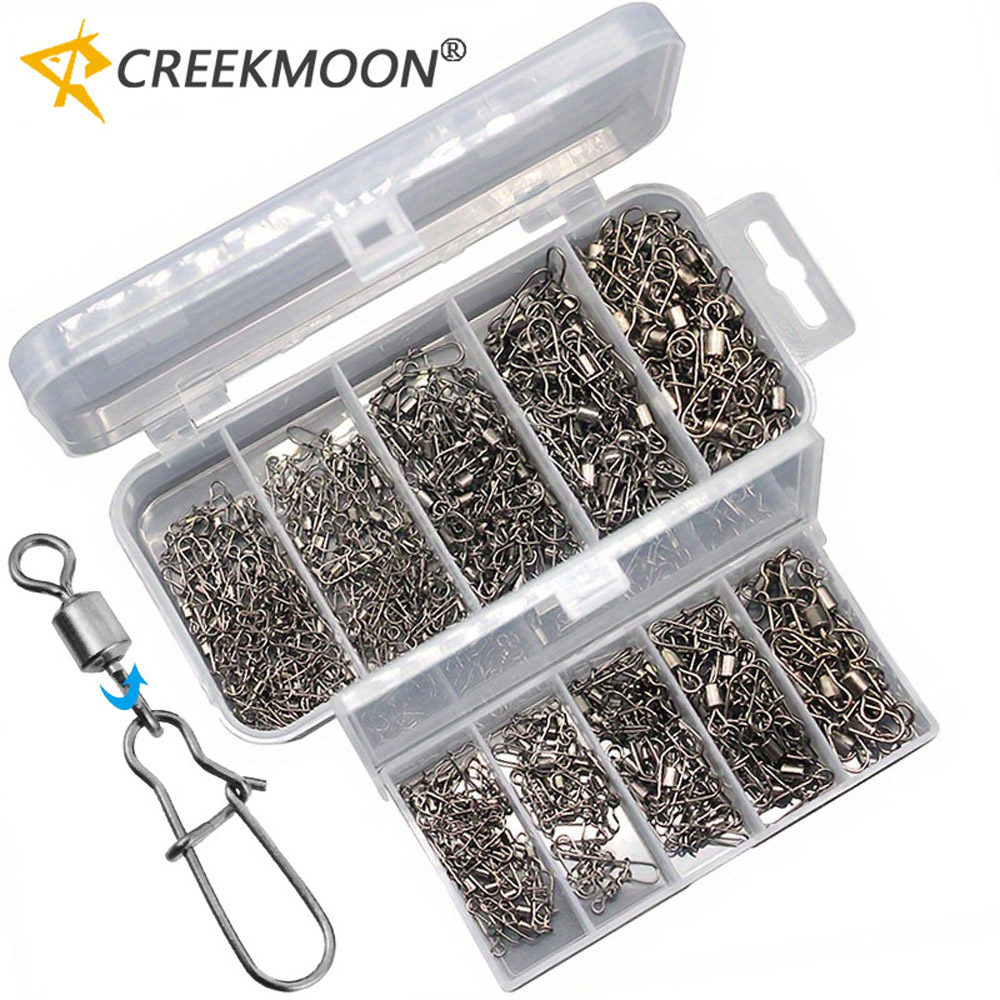 Fishing Lure Accessories - 95/210 ชิ้นชุดอุปกรณ์เชื่อมต่อชุดอุปกรณ์ตกปลา 2-10 # ตัวหมุนสแตนเลสแบบมีลูกปืนพร้อมห่วงเกี่ยวสำหรับอุปกรณ์ตกปลา