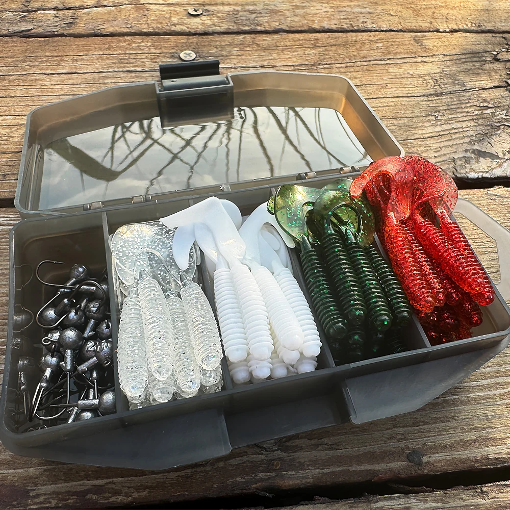 Fishing Lure Soft Plastic - เหยื่อซิลิโคนแบบนิ่ม 50 ชิ้น รูปทรงตัว T ขนาด
