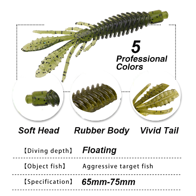 WESTBASS 5PCS Larva เหยื่อ1.8G - Fishing Lure Soft Plastic บทวิจารณ์และราคา